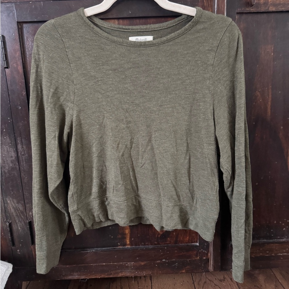 Madewell Olive Green Long Sleeve Women's Tee. Size Small